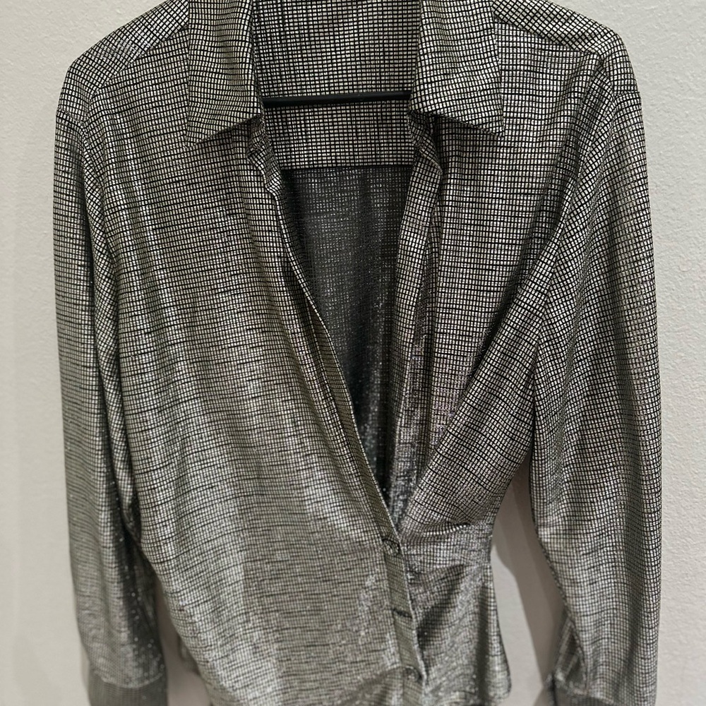 Zara Shimmering Silver Blouse